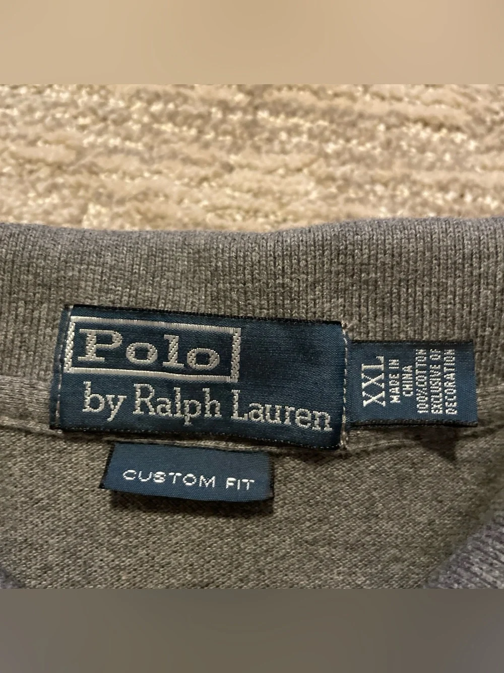 Vintage Polo Ralph Lauren Custom Fit Mens XXL Gray Cotton Polo Shirt White Pony